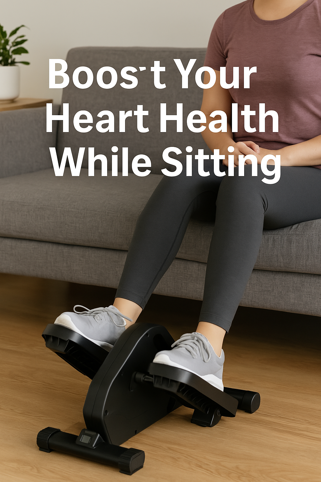 Sitting workout with mini elliptical trainer for heart health