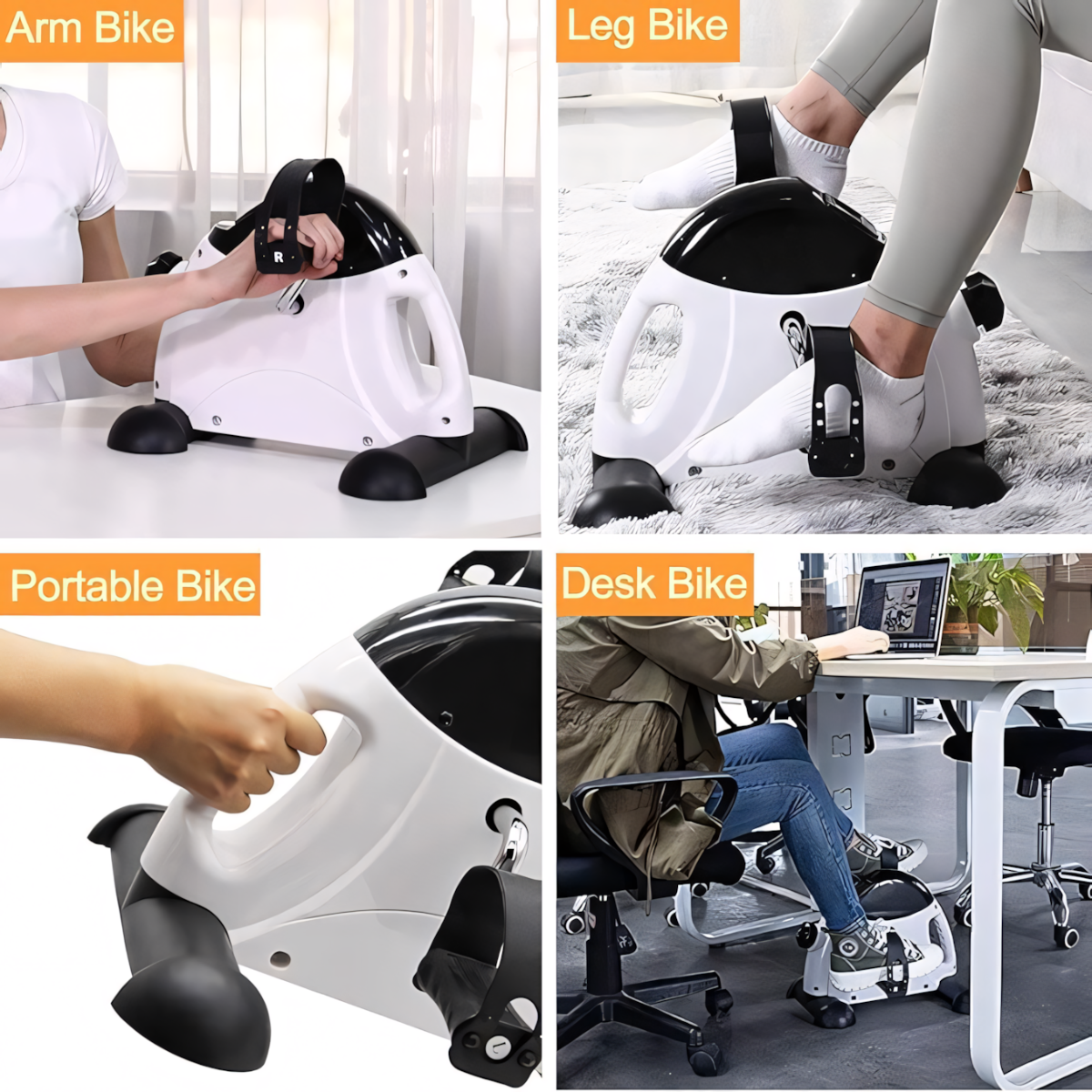Multifunctional mini exercise bike for arms, legs, portability, and under-desk use