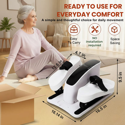 Seated leg movement machine ready to use for everyday comfort, compact size, easy to carry, no installation required and space saving design