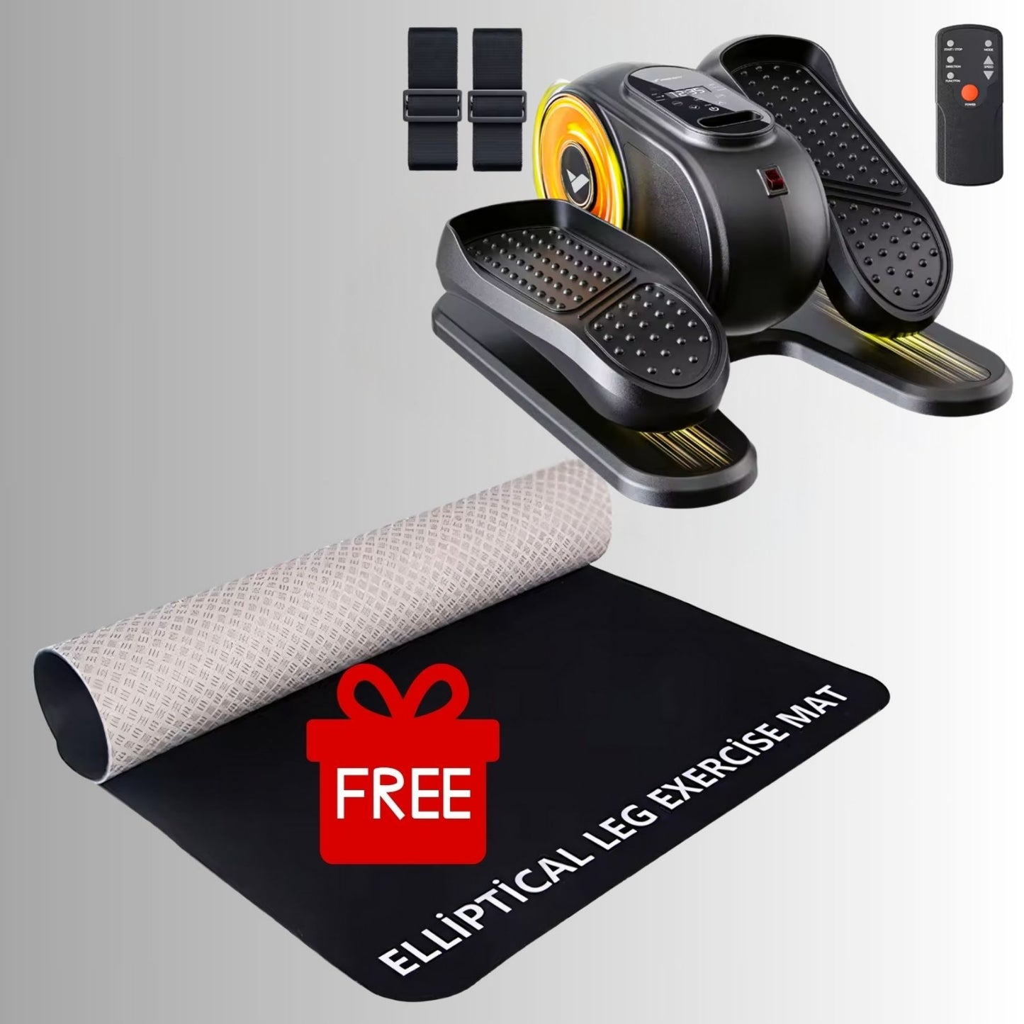 Leg exercise machine with a free elliptical leg exercise mat on a gray background