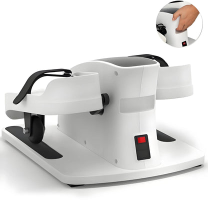 Electric pedal exerciser for seniors with easy on off power switch and stable base for safe seated use at home