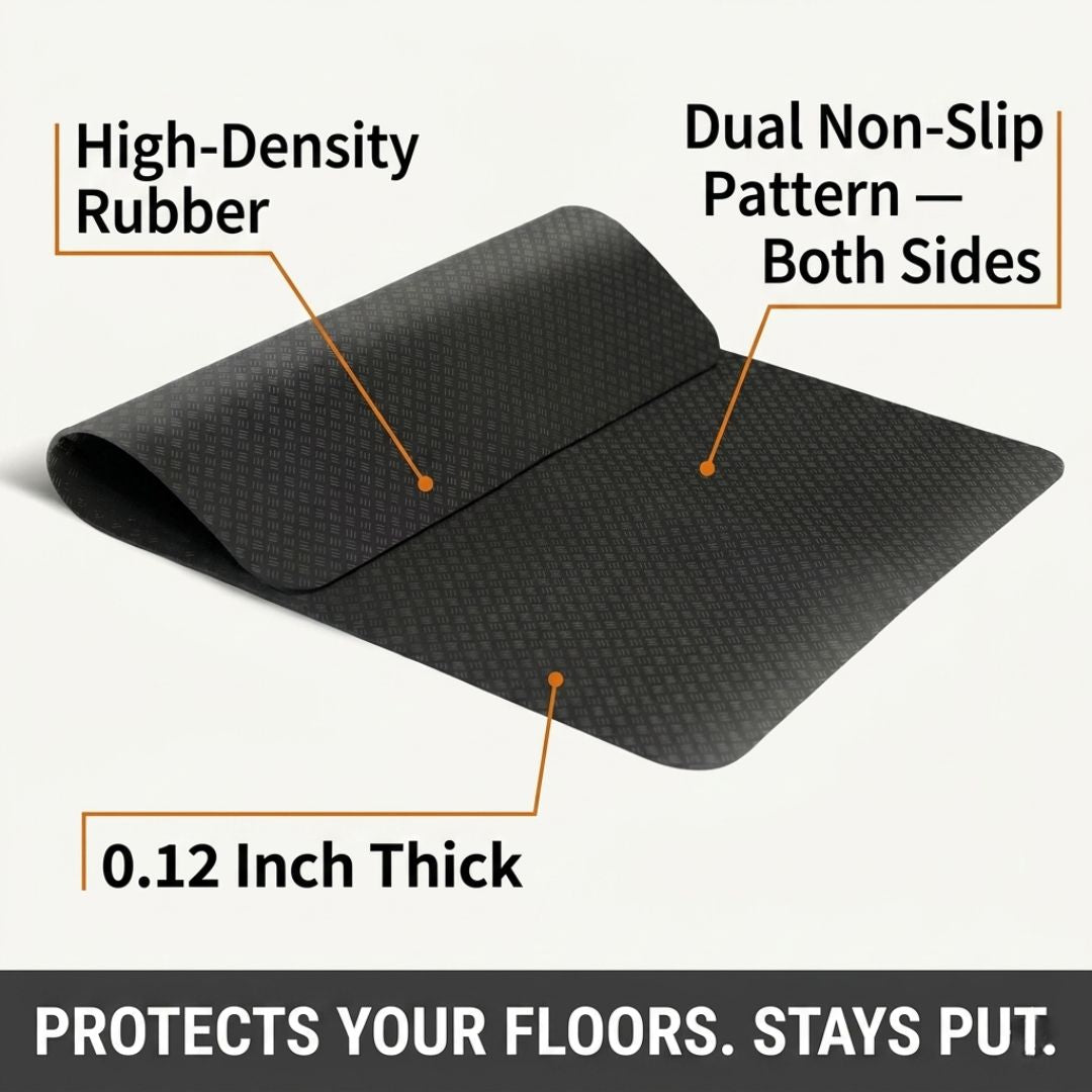 Non-slip rubber mat for under-desk elliptical — dual-sided grip, 0.12 inch thick