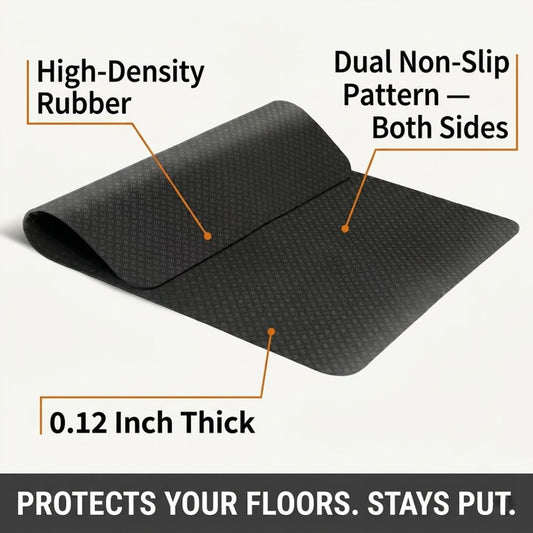 Non-slip rubber mat for under-desk elliptical — dual-sided grip, 0.12 inch thick