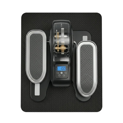 Non-slip mat under compact elliptical pedal exerciser, studio product photo