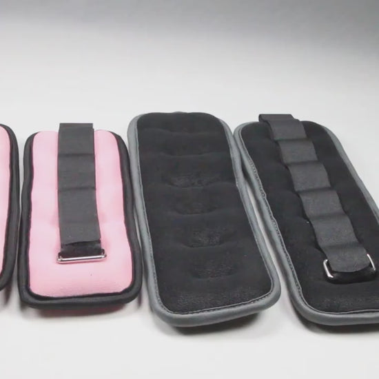 A person slowly putting on the soft comfort weight around the wrist, adjusting the strap for a snug and comfortable fit.