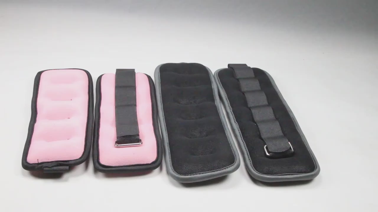 A person slowly putting on the soft comfort weight around the wrist, adjusting the strap for a snug and comfortable fit.