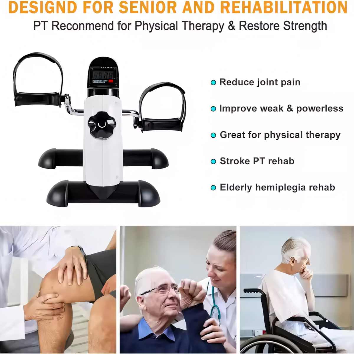 Mini exercise bike for senior rehabilitation, stroke recovery, joint pain, and physical therapy