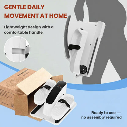 Seated leg exercise machine for gentle daily movement at home, lightweight design with handle, no assembly required