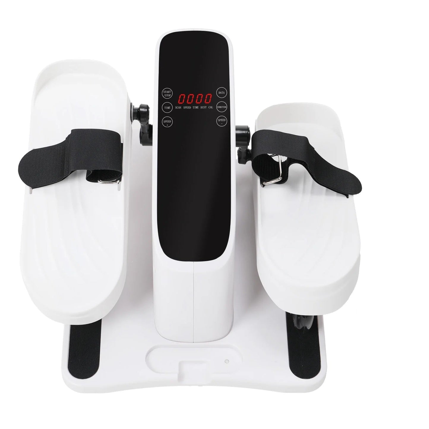 Seated leg movement machine with digital display and foot pedals for gentle daily movement at home