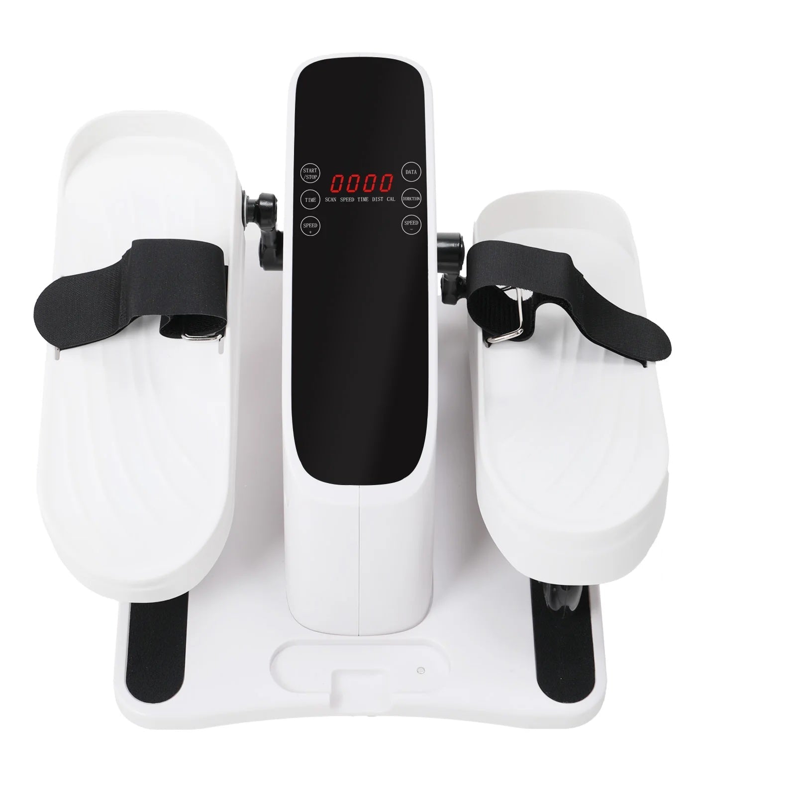 Seated leg movement machine with digital display and foot pedals for gentle daily movement at home