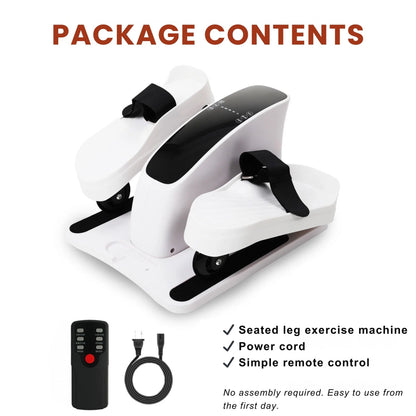 Seated leg movement machine with remote control and power cord, ready to use with no assembly required