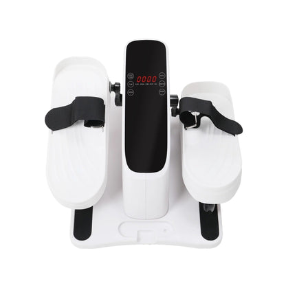 Seated leg movement machine with digital display and foot pedals for gentle daily movement at home