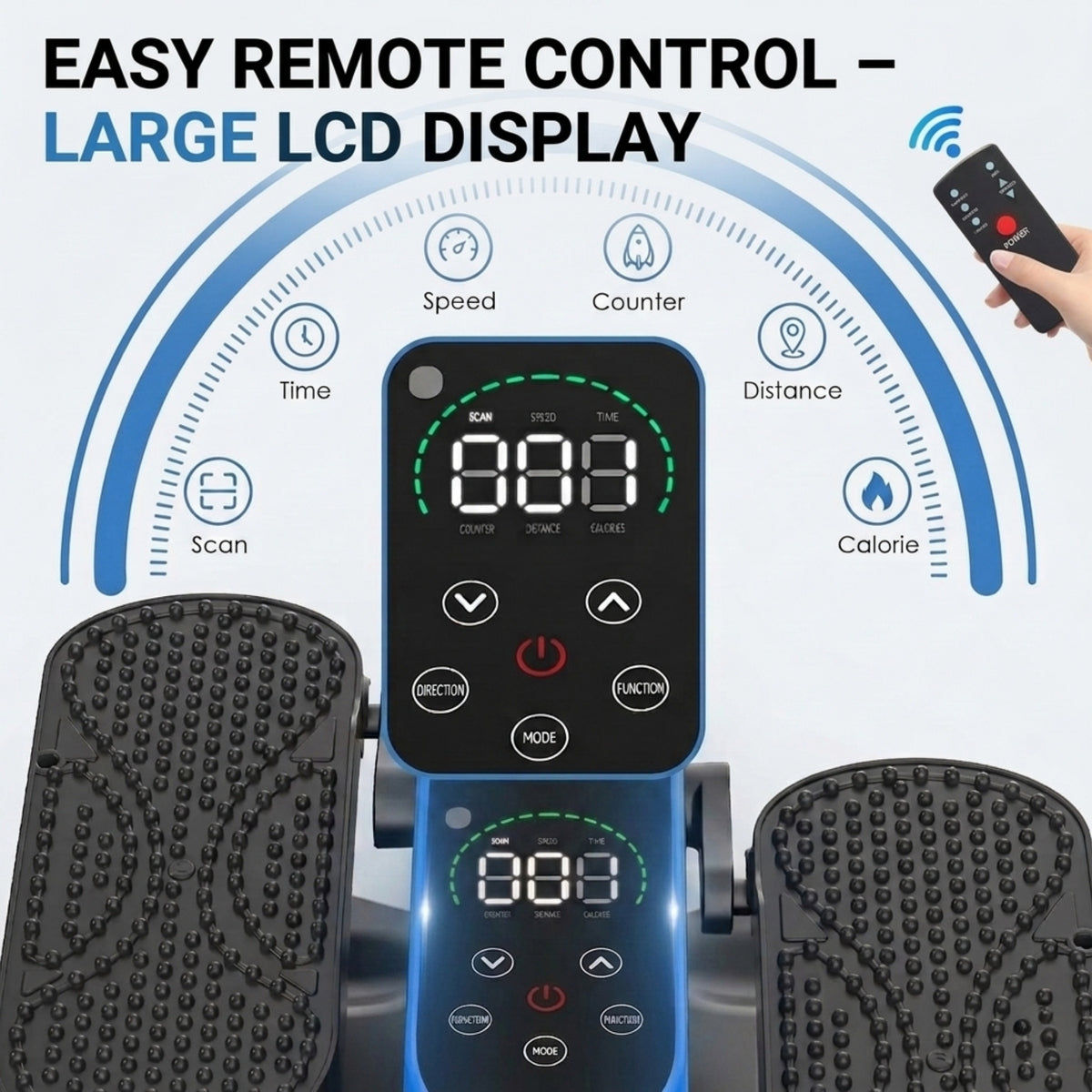 Under desk elliptical machine with remote control and LCD screen showing speed, distance and calorie tracking – easy to use leg exerciser for seniors