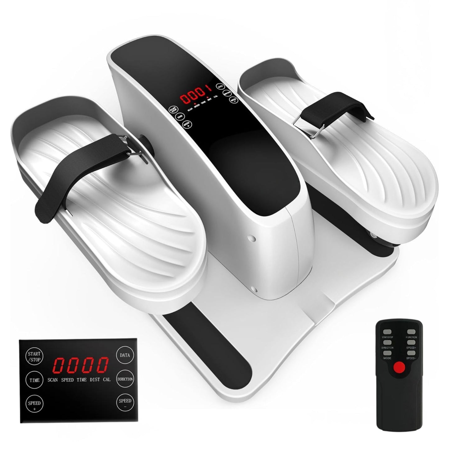 Seated mini elliptical trainer for seniors, designed for gentle low-impact leg movement while sitting at home